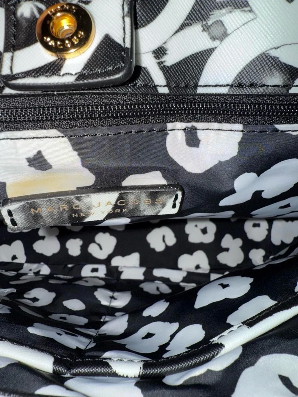 Marc Jacobs Black and White Floral Saffiano Tote